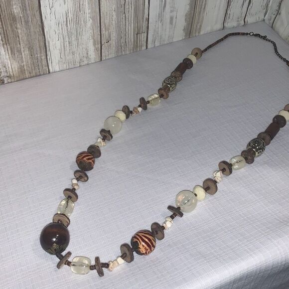 Vintage Tribal Native Boho Long Chunky Beaded Long Necklace 36”-39” Adjustable - Picture 9 of 12